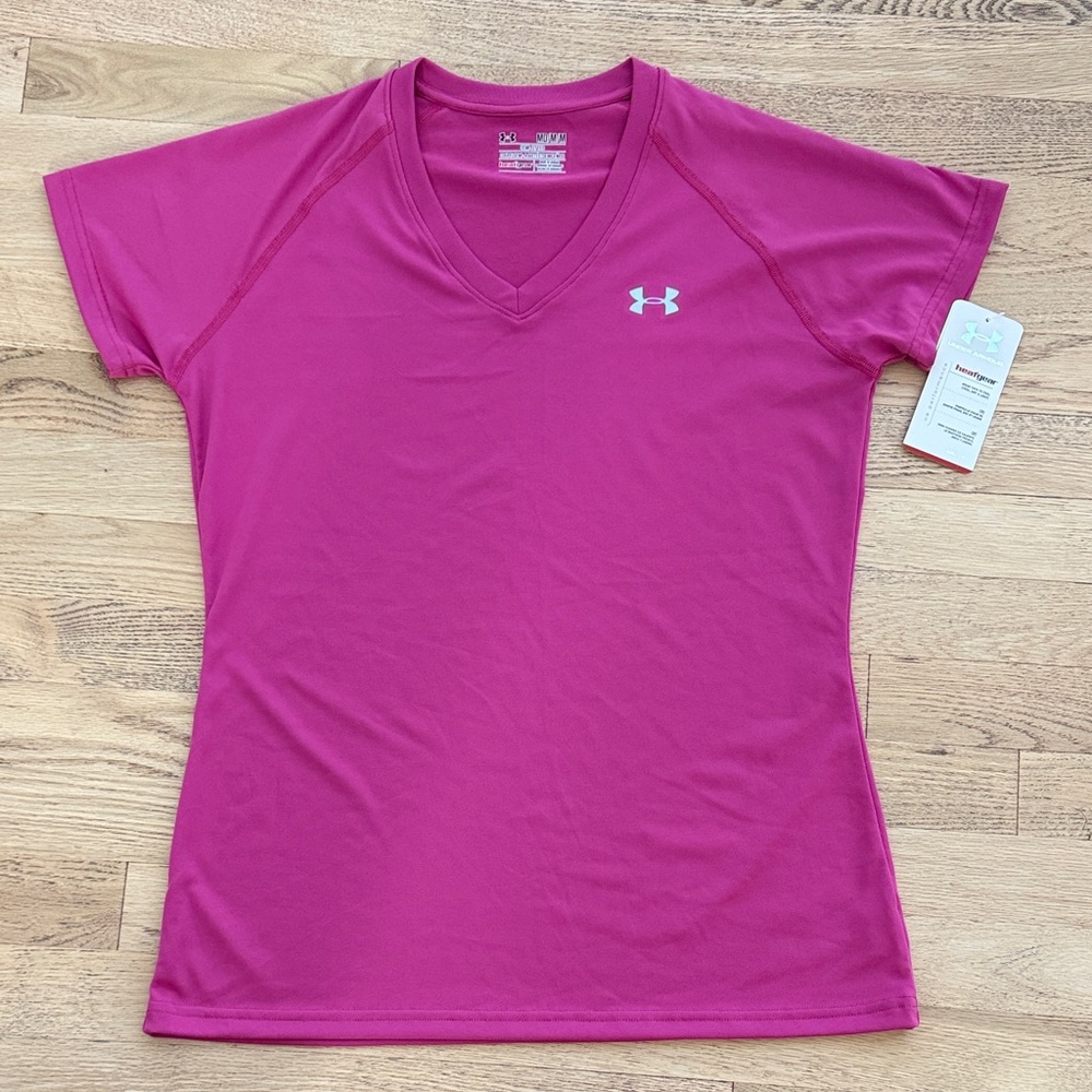Under Armour Women's Bright Pink V-Neck Tee